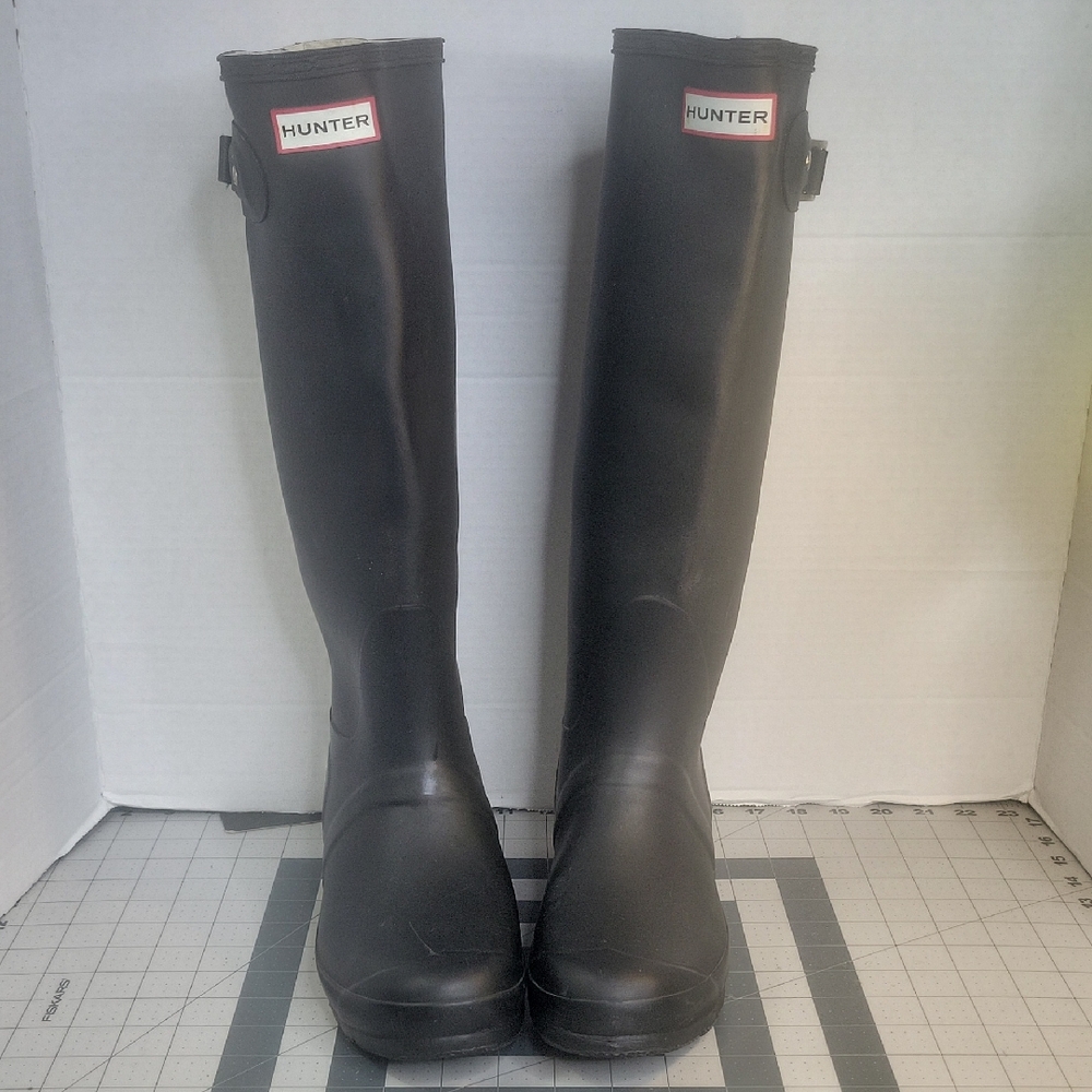Hunter Original Tall Rain Boots Black Women's Size 7‎ Waterproof
